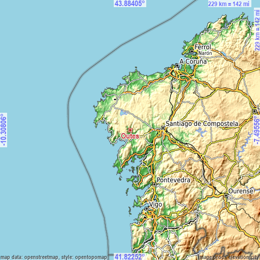 Topographic map of Outes
