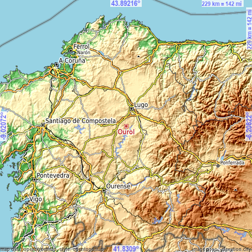 Topographic map of Ourol