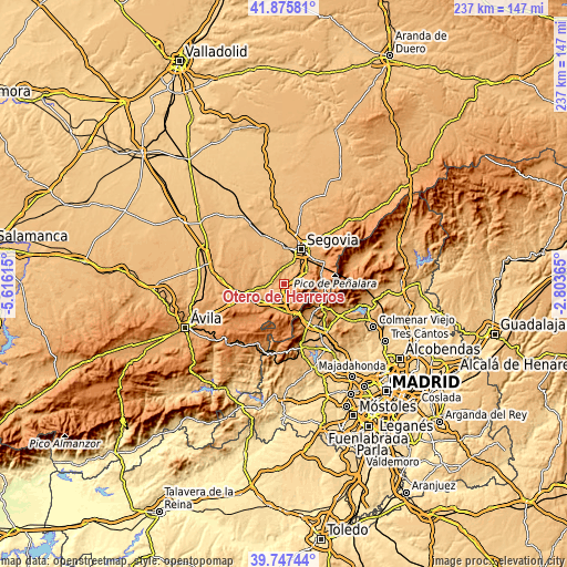 Topographic map of Otero de Herreros