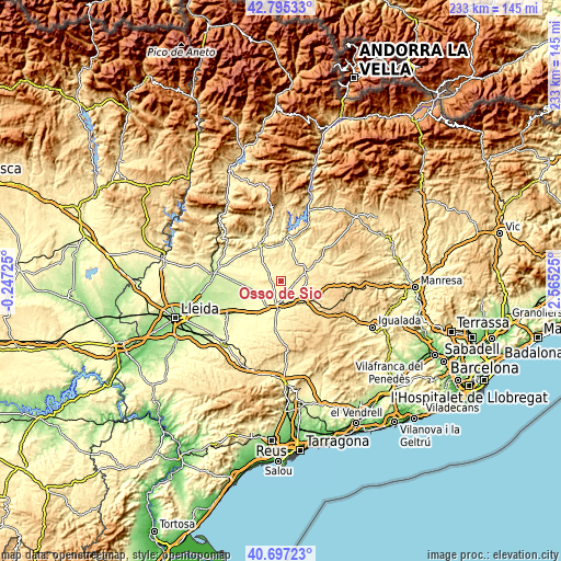 Topographic map of Ossó de Sió