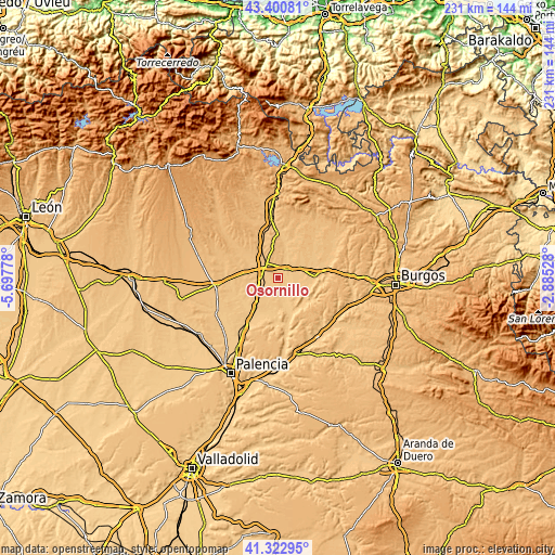 Topographic map of Osornillo