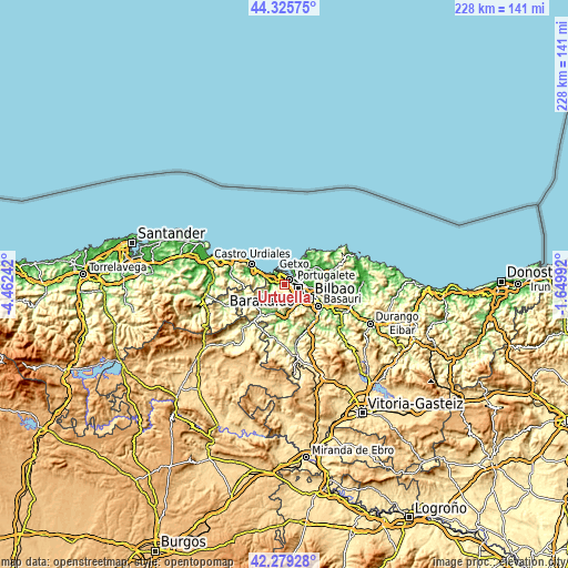 Topographic map of Ortuella