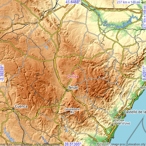 Topographic map of Orrios