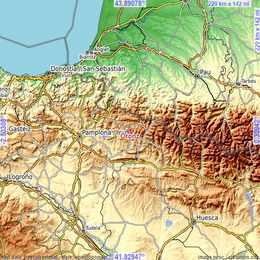 Topographic map of Oronz