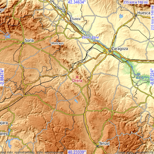 Topographic map of Orera