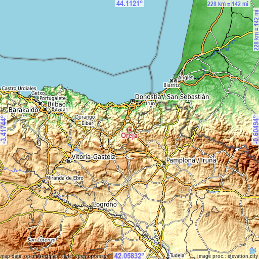 Topographic map of Orexa