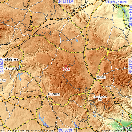 Topographic map of Orea