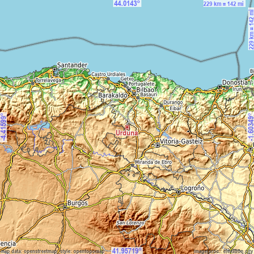 Topographic map of Urduña / Orduña