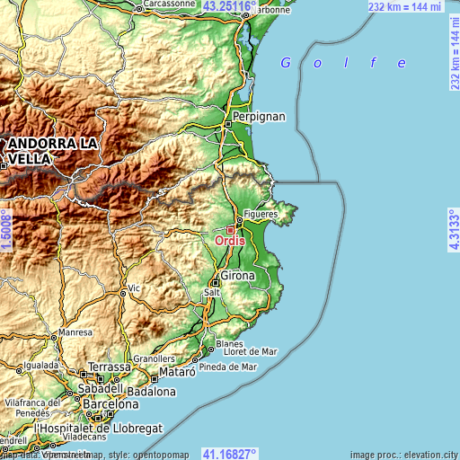 Topographic map of Ordis