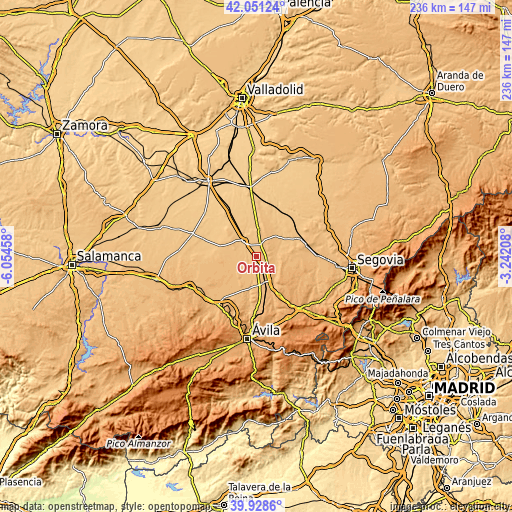 Topographic map of Orbita