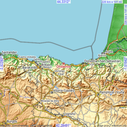 Topographic map of Ondarroa