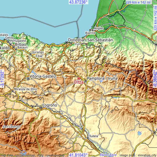 Topographic map of Oltza