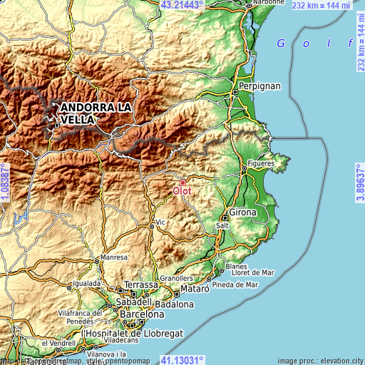 Topographic map of Olot