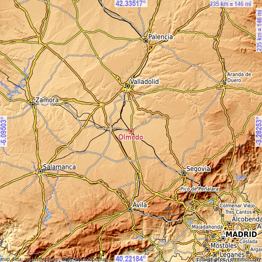 Topographic map of Olmedo