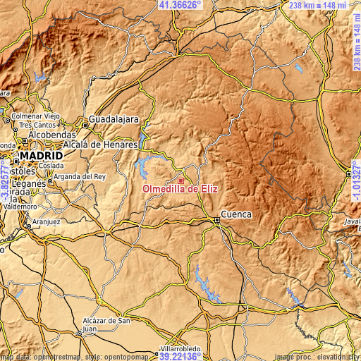 Topographic map of Olmedilla de Eliz