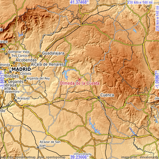 Topographic map of Olmeda de la Cuesta