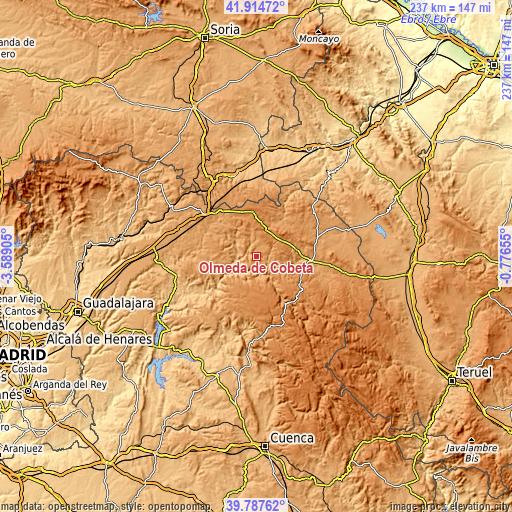 Topographic map of Olmeda de Cobeta