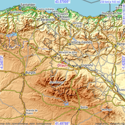 Topographic map of Ollauri