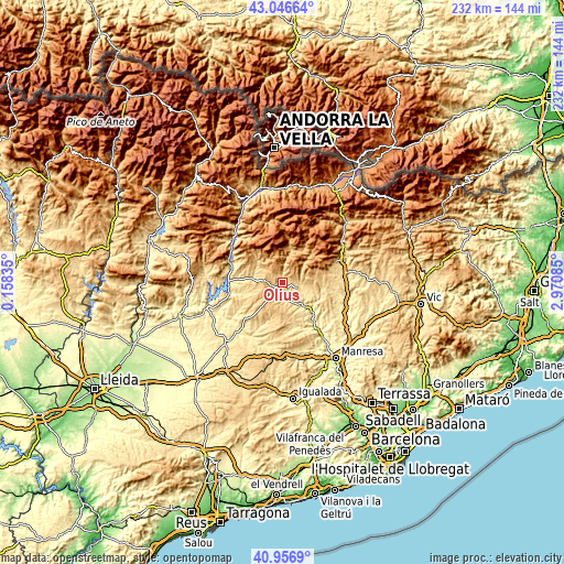 Topographic map of Olius