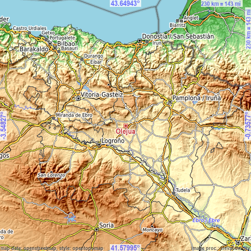 Topographic map of Olejua