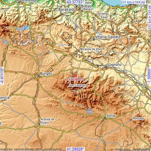 Topographic map of Ojacastro