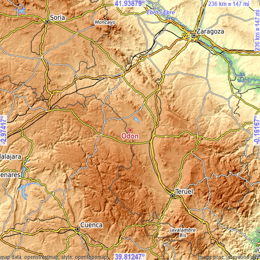 Topographic map of Odón