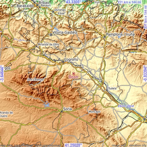 Topographic map of Ocón