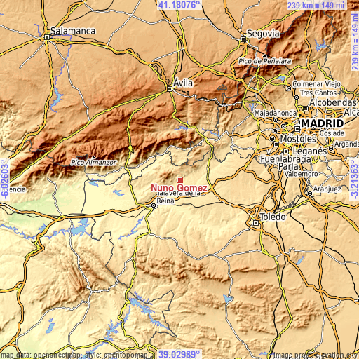 Topographic map of Nuño Gómez