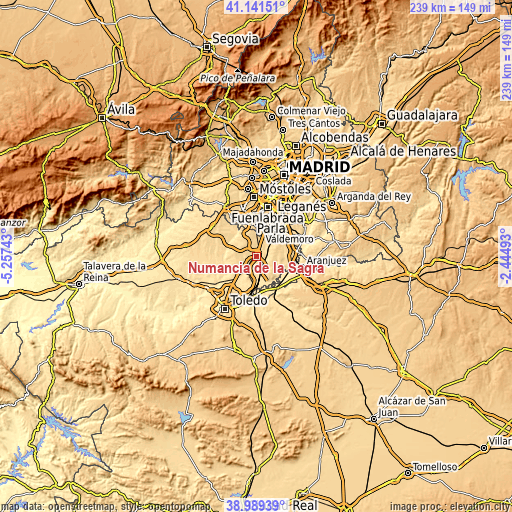 Topographic map of Numancia de la Sagra