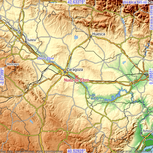 Topographic map of Nuez de Ebro