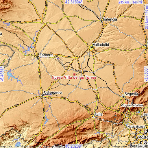 Topographic map of Nueva Villa de las Torres