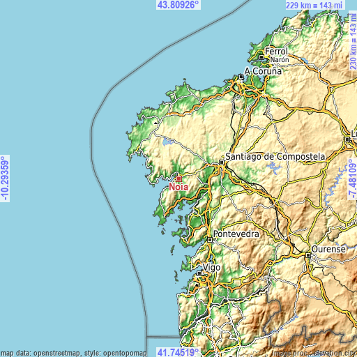 Topographic map of Noia