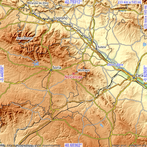 Topographic map of Noviercas