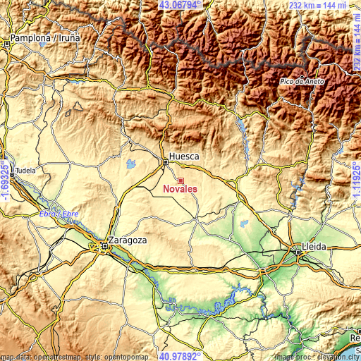 Topographic map of Novales