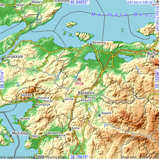 Topographic map of Ilıca