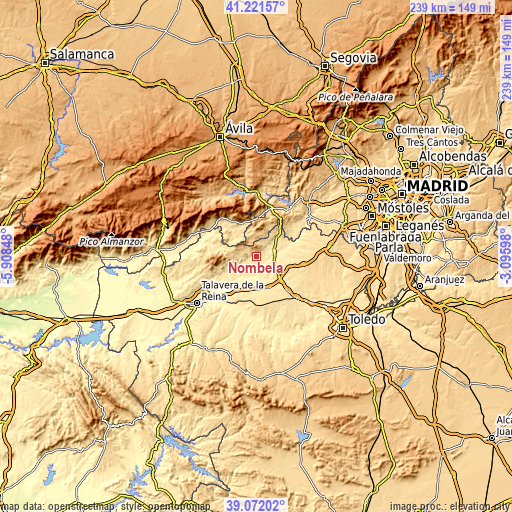 Topographic map of Nombela