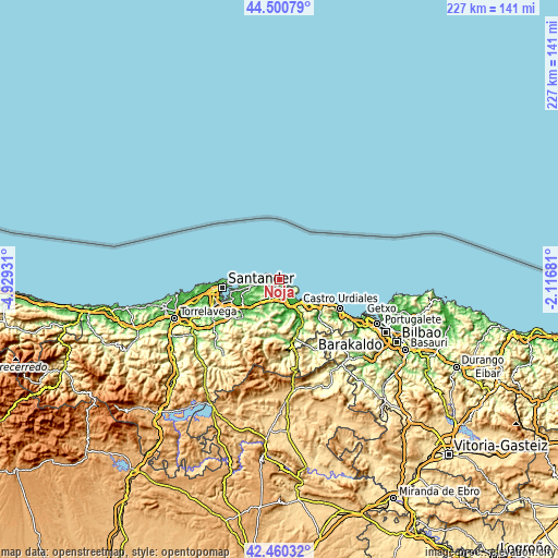 Topographic map of Noja