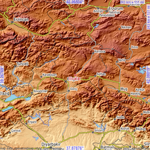 Topographic map of Ilıcalar