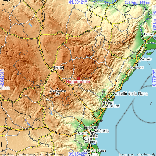 Topographic map of Nogueruelas