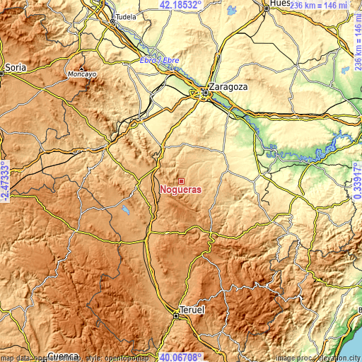 Topographic map of Nogueras