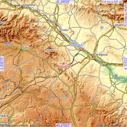 Topographic map of Nigüella