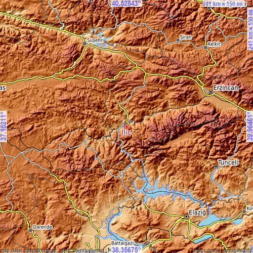 Topographic map of İliç