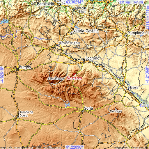 Topographic map of Nestares