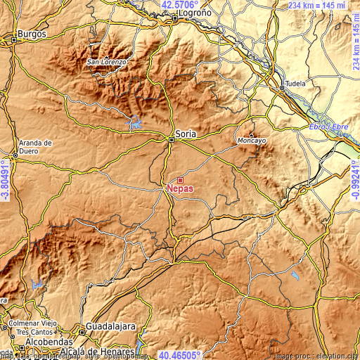 Topographic map of Nepas