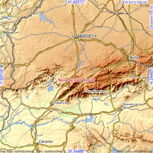 Topographic map of Neila de San Miguel