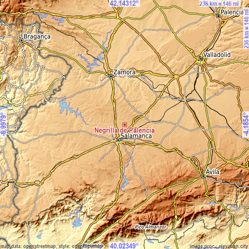 Topographic map of Negrilla de Palencia