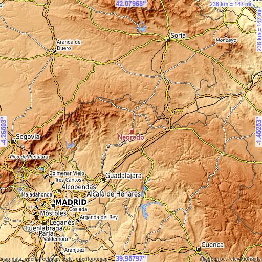 Topographic map of Negredo