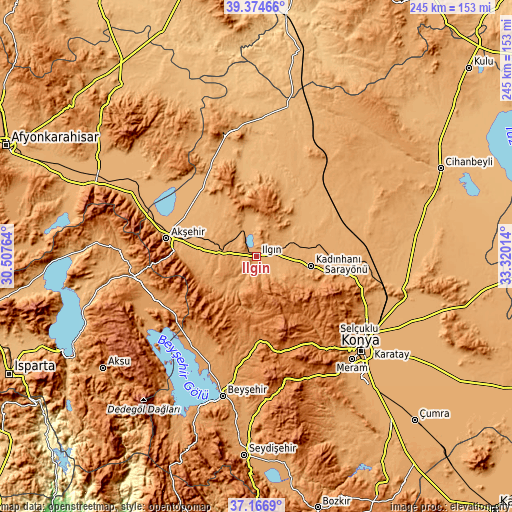 Topographic map of Ilgın