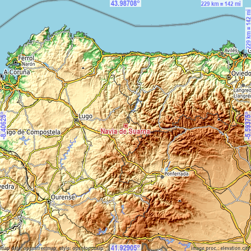 Topographic map of Navia de Suarna