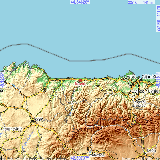 Topographic map of Navia